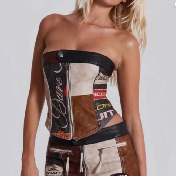 NEW Jaded London Daytona Vegan Faux Leather Strapless Top - Picture 3 of 13